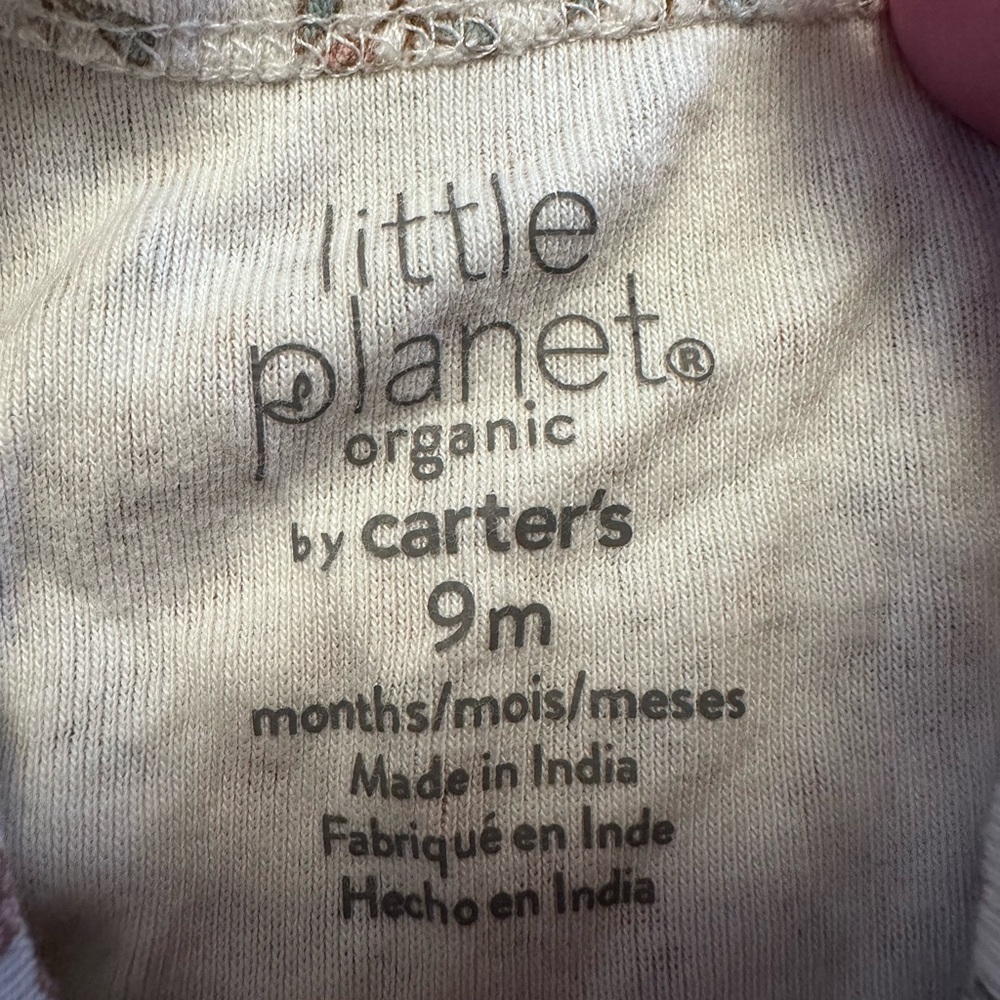 Little Planet by Carter’s Organic Cotton Floral Bodysuit 9M - Picture 2 of 2
